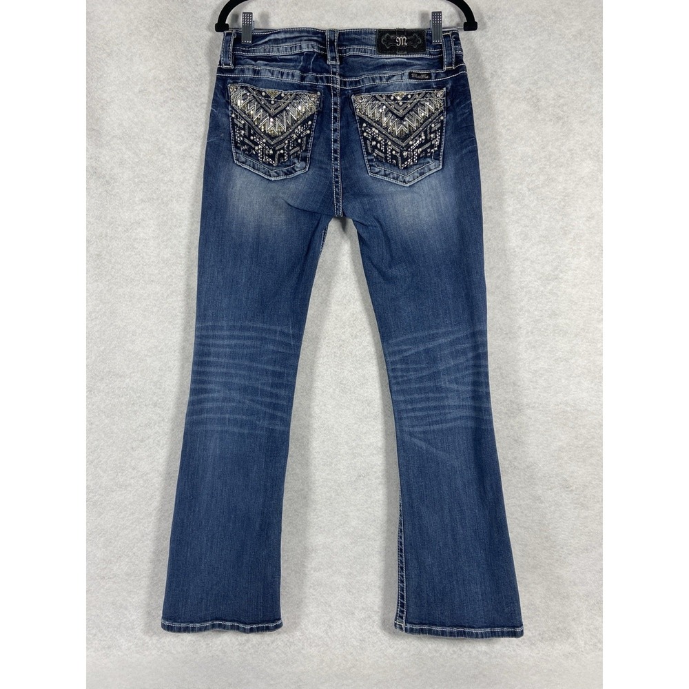 Miss Me Jeans Women's‎ 29 Blue Mid Rise Boot Denim Embellished Y2K